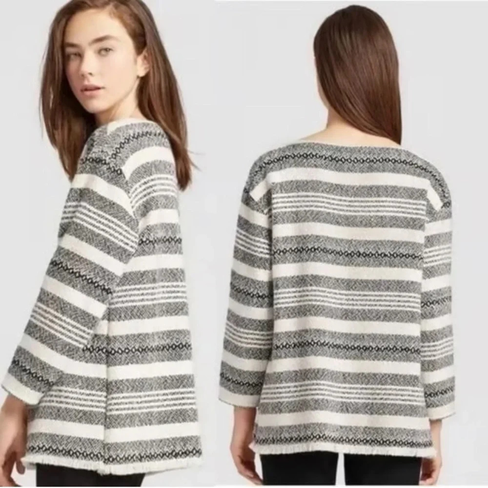 Eileen Fisher 100% organic cotton woven striped Top 29764
